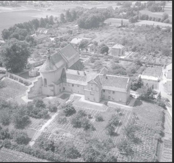 Klasztor w Ostrzeszowie z lotu ptaka, 1968 rok., stare zdjęcia - 